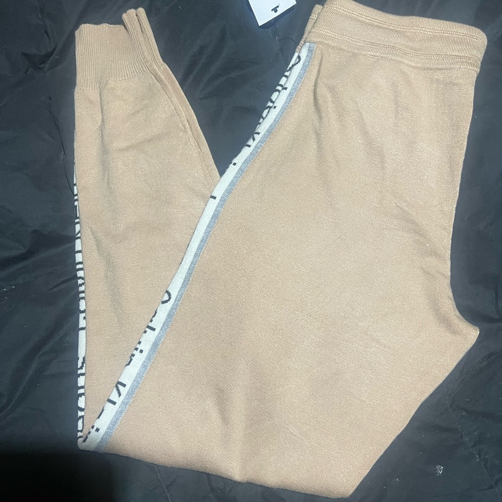 Calvin Klein Tan Sweatpants with Side Stripe small NWT